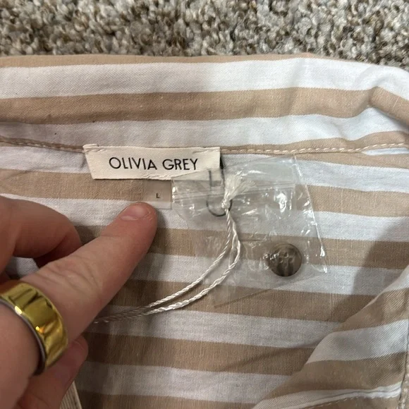 OLIVIA GREY Women's Marigold Stripe Shirt Size L - Picture 5 of 9